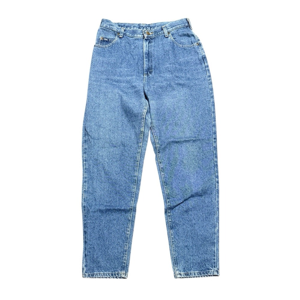 Lee VTG Sz14 Mom Jeans Blue Denim 5-Pocket Women's High Waist USA Made Tapered